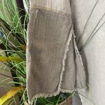 XCVI 100% Linen Tan Long Sleeve Button Front Rustic Raw Hem Top S Photo 3