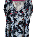 Maurice's  Blue and White Tie-Dye Top with Red Accents Photo 0