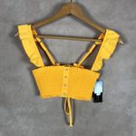 California Waves Yellow Smocked Ruffle Bikini Top NWT SMALL Photo 2
