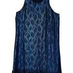 Lilly Pulitzer  Marquette Navy Blue Shift Tank Dress Fringe Flapper Mini Dress S Photo 0