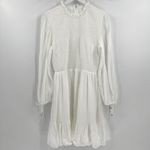 Selfie Leslie  Mini Dress‎ White Smocked Ruffle Neck Long Sleeves Whimsy Size XL Photo 1