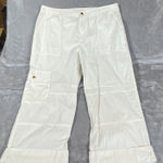 Ralph Lauren ‎  Womens Sz 12 Cargo Crop Pants Wide Leg White Utility Lightweight Photo 0