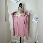 Entro NTM: Metallic Ruffle Sheer Blush Pink & Gold Blouse Size Large Photo 13