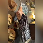 Topshop  Small Grey Crushed Velvet Spaghetti Strap Dress Photo 3