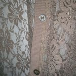 Forever 21  L Button Front Cardigan Champagne Stretch Floral Lace Top Photo 5