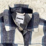 RSQ Tilly's Cropped Large Print Plaid Button Front Jacket Shacket Blue Combo S Photo 8
