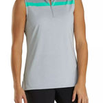 FootJoy  FJ Women's Lisle 1/4 Zip Sleeveless Shirt Top Gray White‎ Jade Size M Photo 0