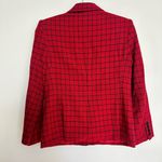 Ralph Lauren Lauren   Wool Plaid Blazer Women's Red/black Zip Pockets Photo 1