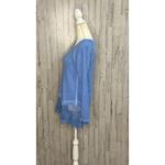 Soft Surroundings  Women's XS Blue Waffle Knit Lace Hem‎ Blouse Photo 1