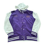 SA Hoodie Varsity Letterman Jacket XL Fleece Snap‎ Bomber Purple Unisex #UV9 Photo 0