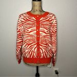 Halara Orange sz M Round Neck Button Front Animal Print Cardigan Photo 31