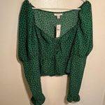 Topshop Heart Print Tea Blouse Mid Green Photo 4