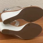 Kate Spade New York White & Silver Wedge Ankle Strap Sandals Size 5.5 Photo 4