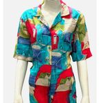 Alfred Dunner 12 Abstract Print Shirt Boldwear Retro Colorblock Artwear Blouse Blue Photo 1