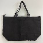 Victoria's Secret black silver sequin striped large tote bag purse zip lined Photo 4