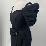 Vintage 80s Off Shoulder Puff Sleeve Bow Waist Tulip Hem Midi Maxi Dress Black 8 Photo 4