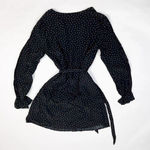 Sanctuary Black Brown Polka Dot Print Pattern Chiffon Belted Pullover Mini Dress Photo 3