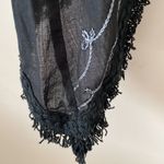 Charming Charlie V-neck BoHo tunic blouse top black embroidered crochet Medium Photo 5