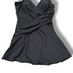 MiracleSuit  Black One Piece Swim Dress Tummy Control Ruched Front Flounce Skirt Photo 1