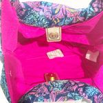 Lilly Pulitzer  Bamboo Handle Bag Purse Aegean Navy Calypso Coast Photo 2