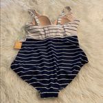 Kona Sol  Navy and White Striped Swimsuit size L brand new Photo 5