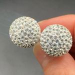 White Double Pearl Earrings Sterling Silver Made With Swarovski crystal Bridal Photo 3