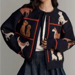 Maeve NWT Anthropologie Dogs Tie-Front Cardigan in Navy Dog Photo 0