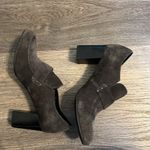 BORN Women's Suede Leather Dark Grey Chunky Heel Loafers Sz 8.5 Gray Photo 2