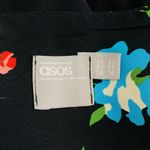 ASOS Blouse Top Size 18 Black Floral Bell Sleeves V-Neck Peplum Photo 7