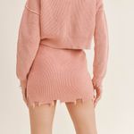 Mable Julia Distressed Raw Hem Knit Sweater Mini Skirt in Salmon Size Medium Pink Photo 4