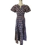 Anthropologie  x Maeve Somerset Tiered Maxi Dress Pockets Blue Motif XS Photo 3