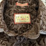Italian Shoemakers Vintage Italia Size Medium Brown Velvet Shirt Floral Damask Pattern Cotton L/S Photo 3