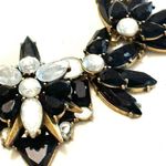 J.Crew  Necklace Antique Gold Tone Chain Statement Black Clear Glass Crystal Photo 1