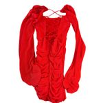 Lucy in the Sky Lucy in‎ the Sky Red Ruched Mini Dress Long Sleeve Cross Back S. NWT Photo 2