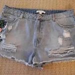 Love, Fire  Blue Embroidery Cut-Off Short Size 30 Photo 0