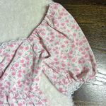 In February Pink Floral Lace Trim Top White Size M Photo 2