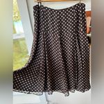 Vintage Nine & Co. Chocolate Brown White Polka Dot Bias Cut Midi Skirt Size 10 Photo 3