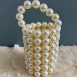 Beaded Faux Pearl Formal Evening Bag Gold Photo 2
