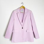 ZARA Lilac Blazer Women’s Size XS Linen Blend One Button Photo 2