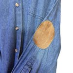 Brooks Brothers Vintage  Denim Button Up Shirt Suede Leather Collar Elbow Patches Photo 3