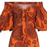 Johanna Ortiz Dramatic Sunset 3/4 Balloon Sleeve Midi Dress Size 10 Orange Photo 11