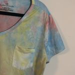 Bobbie Brooks Pink Yellow Blue Relaxed Short Sleeve Tie Dye Tee Shirt Stretch Size L Photo 2