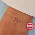 925 Sterling Silver Thin Chain Elegant Love Heart Bracelet New in Packaging Photo 0