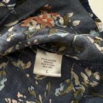 Fred David  Blue Floral Tie Neck Blouse with Bell Flutter Sleeves Size Large‎ Photo 6