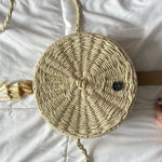 Mia & Tess The Paper Store Crossbody Bag Round Woven Bohemian Hippie Chic Tan Photo 9