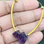 Amethyst Natural Raw Pendant Magnetic Clasp Gold-tone Skinny Chain Necklace Photo 9