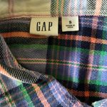 Gap  Soft Twill Green &‎ Purple White Check Lavender Plaid Flannel Top S Photo 11