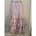 Rickie Freeman for Teri Jon Pink Waterfall Ruffle Maxi Skirt Size 2 Satin Formal Photo 1