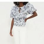 Hyacinth House Nadia Ruffle Blouse XS NWT Navy Floral Cotton Cottagecore Boho Blue Photo 7