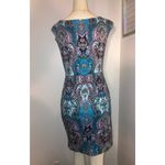 New York And Company Size 6 Women's Paisley Purple Blue Boho NY&CO Cocktail Dress Photo 7